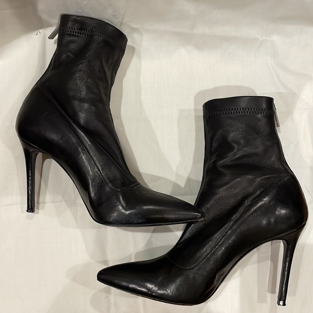 Barneys New York Black Leather Ankle Boots